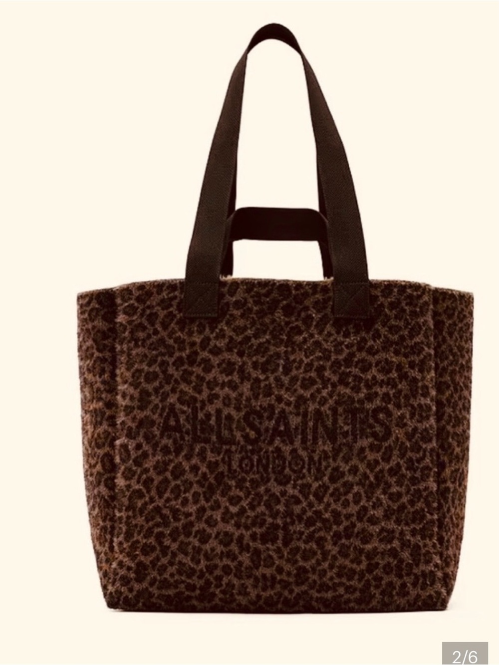 AllSaints Leopard izzy fuzzyTote bag- Dark Brown